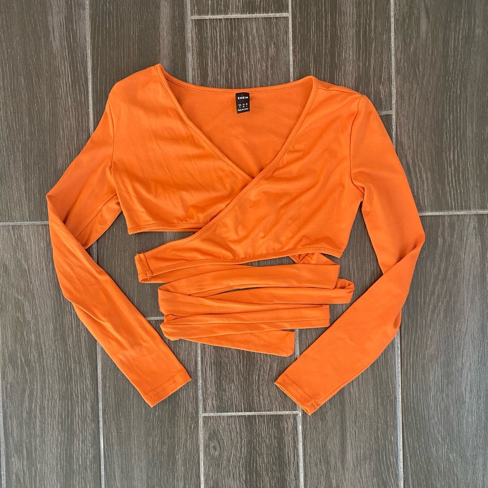 Orange Waist Tie Crop Top NWT